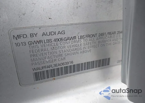 2014 Audi A4 2.0T Premium from USA, damaged, VIN WAUFFAFL3EA063916